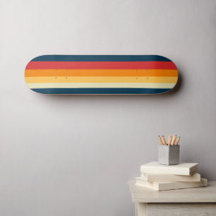red, blue, orange and yellow stripes skateboard