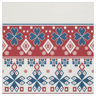Red blue ornament fabric