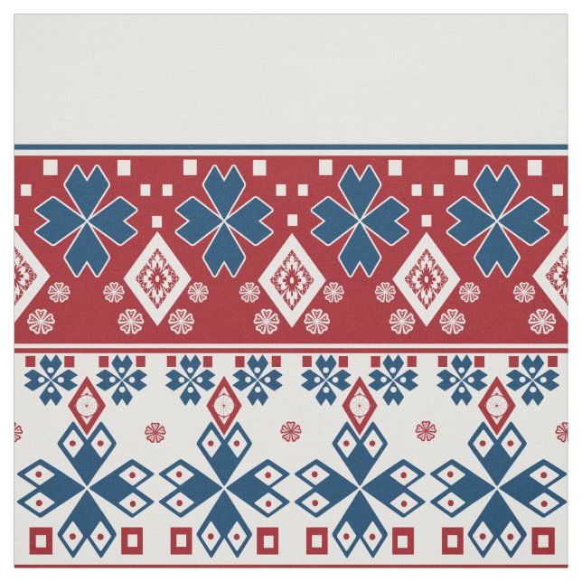 Red blue ornament fabric (Swatch)