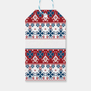Red blue ornament gift tags