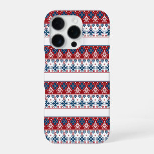 Red blue ornament iPhone 16 pro case
