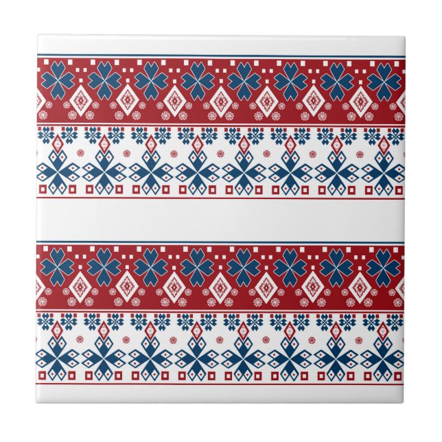 Red blue ornament tile (Front)