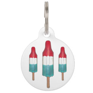 Red Blue Patriotic Rocket Pop Popsicle July 4th Pet Tag