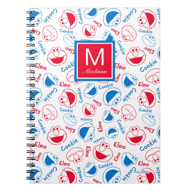 Red & Blue Pattern | Add Your Name Spiral Notebook (Front)