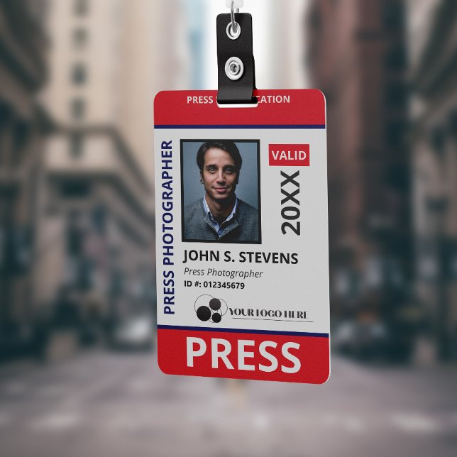 Red Blue Photo & Logo Press ID ID Badge (Creator Uploaded)