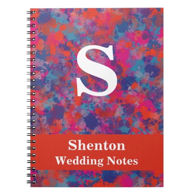 Red, Blue & Pink Drops Abstract Personal Notebook (Front)