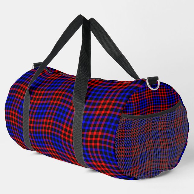 Red Blue Plaid Checker Seamless Pattern Large Duffle Bag (Right Corner)