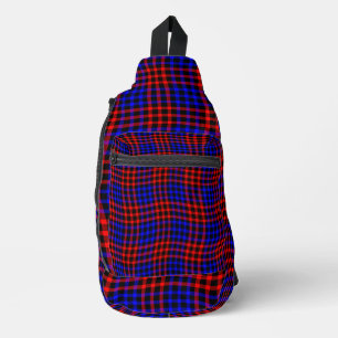 Red Blue Plaid Chequered Seamless Pattern Sling Bag