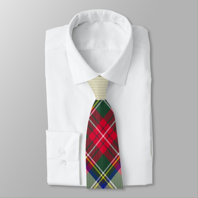 Red Blue Plaid Christmas Necktie (Tied)