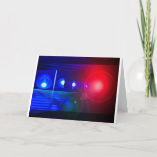 red & blue police lights card