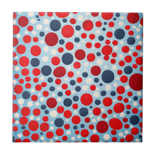 Red Blue Polka Dot Pattern Tile