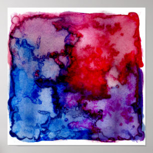 Red Blue Purple Abstract Watercolor Art Poster