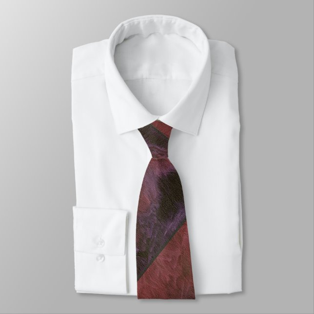Red Blue Purple Black Abstract Canvas Tie (Tied)