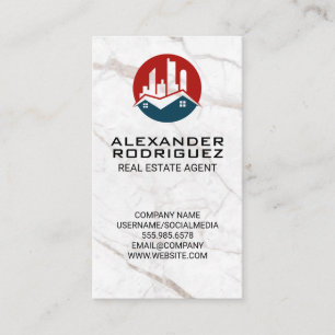 Red Blue Real Estate Logo Business Card