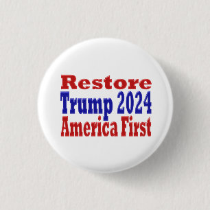 Red Blue Restore America First Trump 2024 3 Cm Round Badge