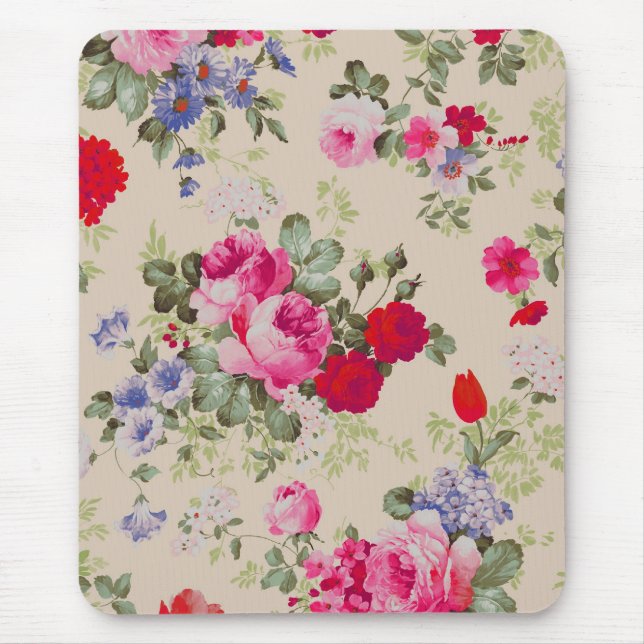 Red & Blue Roses Flower Collage Mouse Pad (Front)