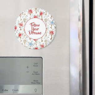 Red Blue Roses Gold Keys Magnet