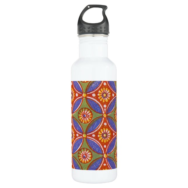 Red Blue Rustic Colourful Circle Egypt Art Pattern 710 Ml Water Bottle (Front)