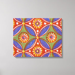 Red Blue Rustic Colourful Circle Egypt Art Pattern Canvas Print