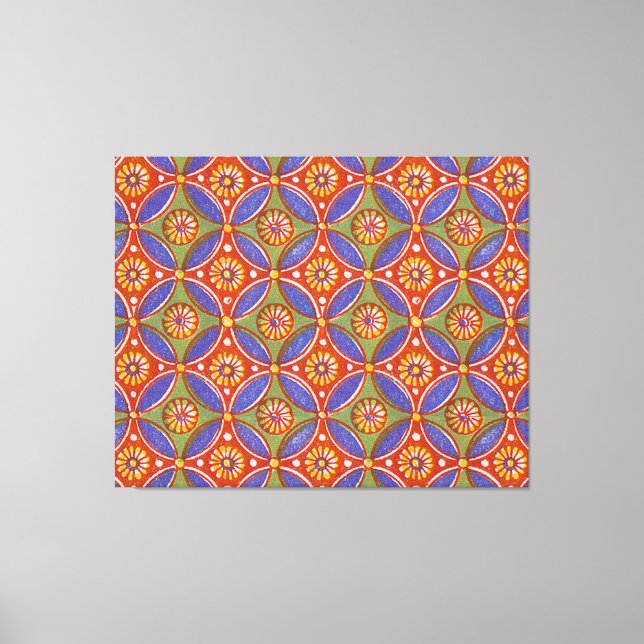 Red Blue Rustic Colourful Circle Egypt Art Pattern Canvas Print (Front)