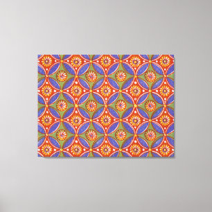 Red Blue Rustic Colourful Circle Egypt Art Pattern Canvas Print