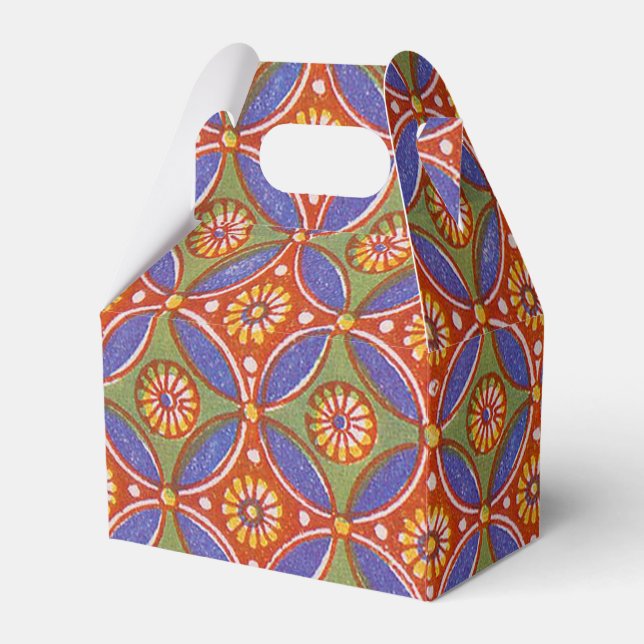 Red Blue Rustic Colourful Circle Egypt Art Pattern Favour Box (Front Side)