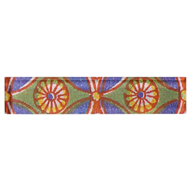 Red Blue Rustic Colourful Circle Egypt Art Pattern Nameplate (Front)