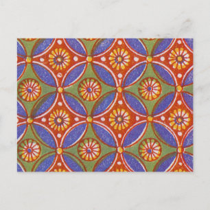 Red Blue Rustic Colourful Circle Egypt Art Pattern Postcard