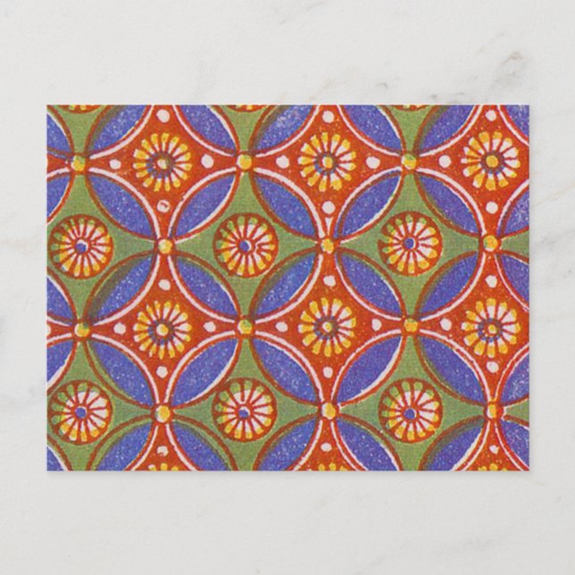 Red Blue Rustic Colourful Circle Egypt Art Pattern Postcard (Front)