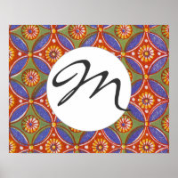 Red Blue Rustic Colourful Circle Egypt Art Pattern