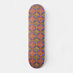 Red Blue Rustic Colourful Circle Egypt Art Pattern Skateboard