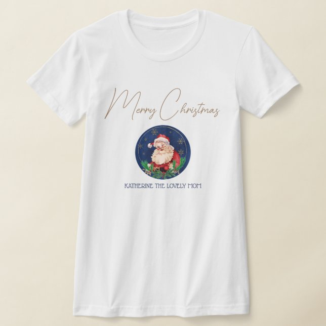 Red Blue Santa Matching Unique Christmas Womens T-Shirt (Laydown)