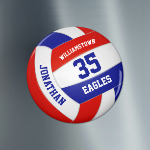 red blue school colours team name volleyball magnet