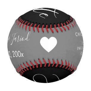 Red Blue Script Heart  Save the Dates   Baseball