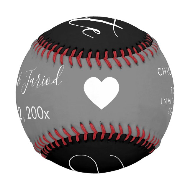 Red Blue Script Heart  Save the Dates   Baseball (Back)