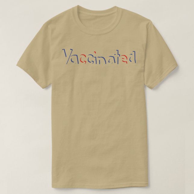 Red Blue Shadow Vaccinated Typography T-Shirt (Design Front)