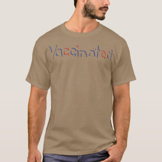 Red Blue Shadow Vaccinated Typography T-Shirt