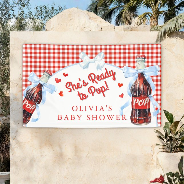 Red & Blue She's Ready to Pop Baby Shower  Banner (She's Ready to pop Baby Shower Banner )