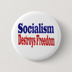 Red Blue Socialism Destroys Freedom 6 Cm Round Badge