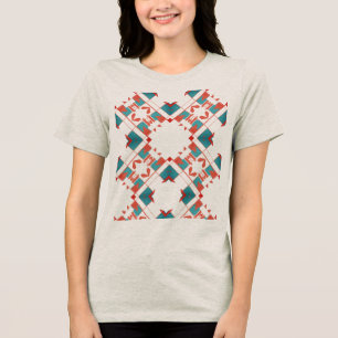Red Blue Southwest Mediterranean Look Crisscross Tri-Blend Shirt