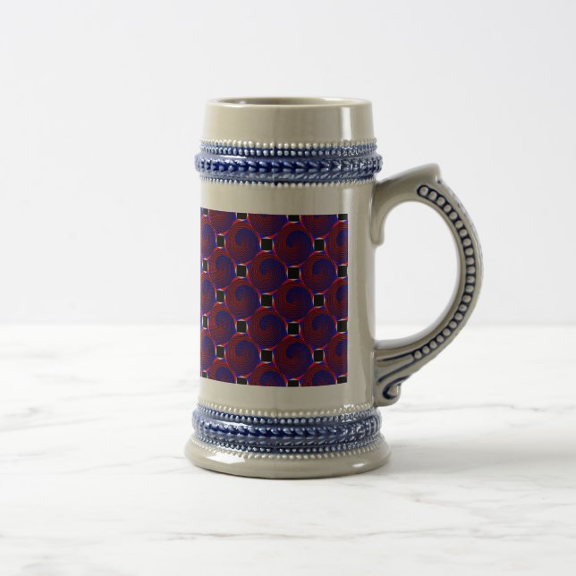 Red & Blue Spiral by Kenneth Yoncich Beer Stein (Right)