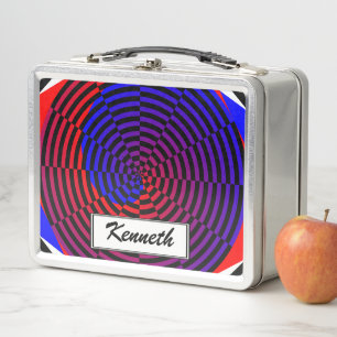 Red & Blue Spiral by Kenneth Yoncich Metal Lunch Box