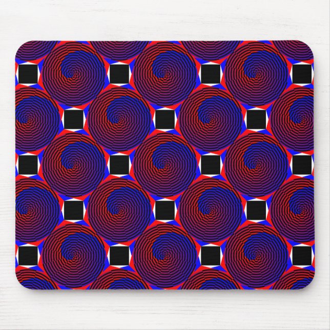 Red & Blue Spiral by Kenneth Yoncich Mouse Pad (Front)