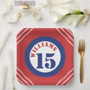 Red & Blue Sports Theme Paper Plate