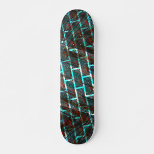 Red blue stained, scratches, grid or brick effect? skateboard