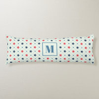 Red Blue Star Dot Line Geometric Pattern Monogram
