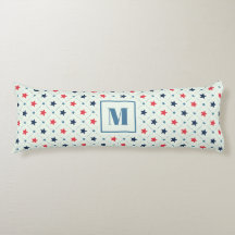 Red Blue Star Dot Line Geometric Pattern Monogram