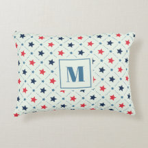 Red Blue Star Dot Line Geometric Pattern Monogram