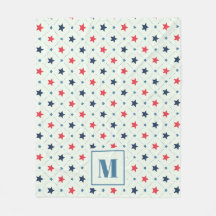 Red Blue Star Dot Line Geometric Pattern Monogram