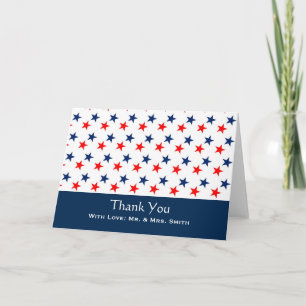 Red Blue Star Personalised Thank You Card